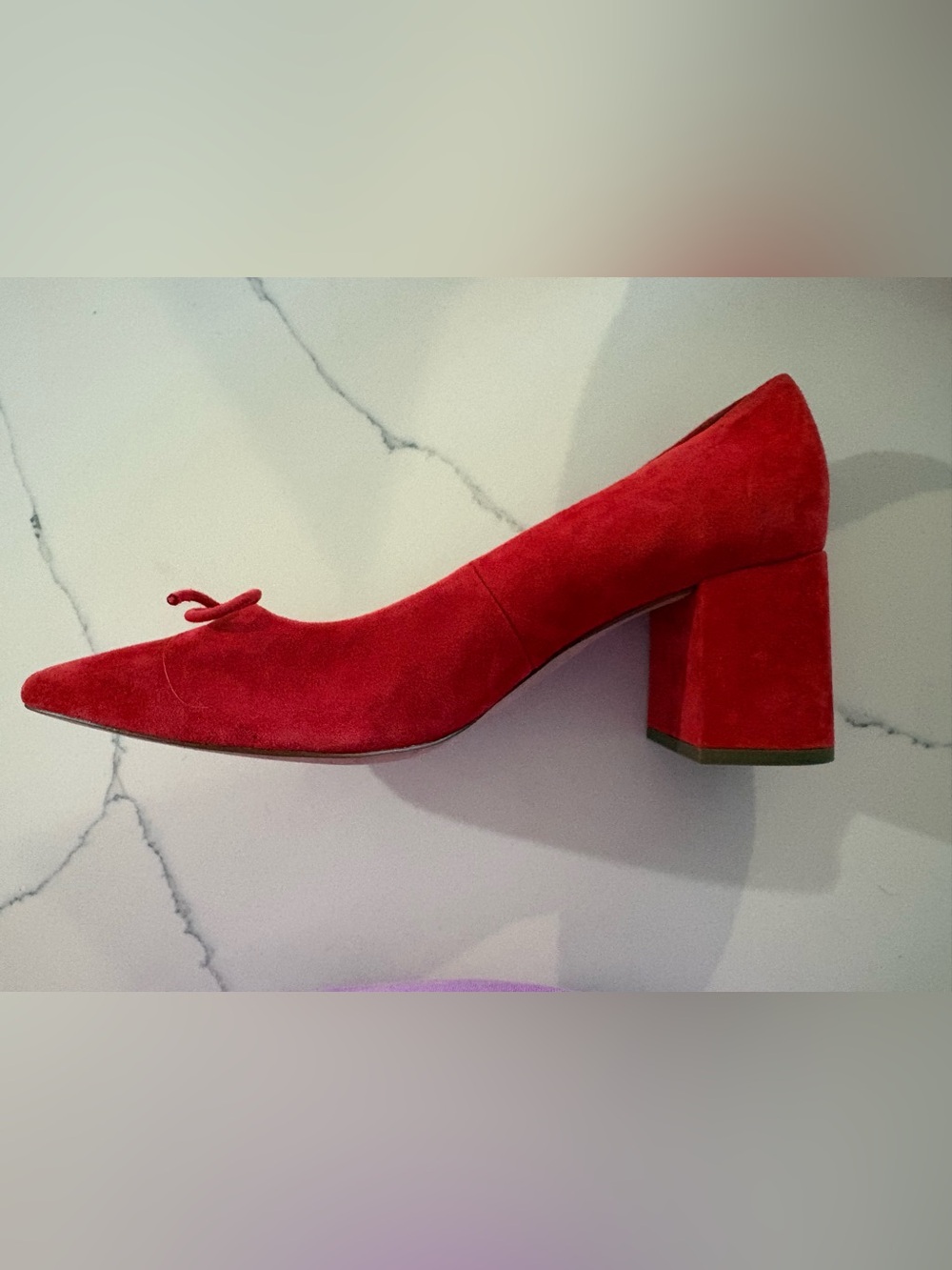 Ann Taylor Red Suede Block Heel Pumps - Women's Dress Shoes